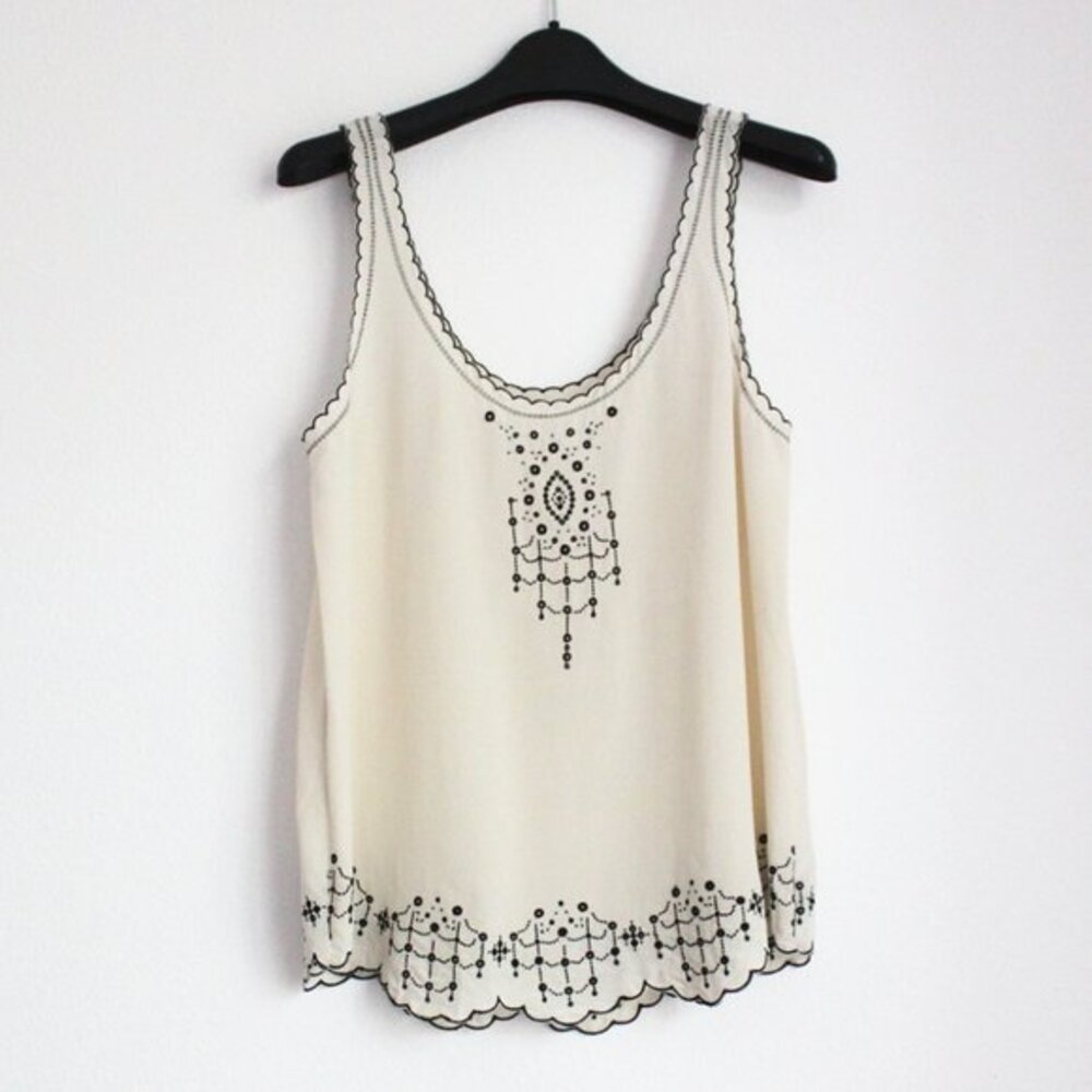 Aritzia Silk Tank Top, Cream, Size S